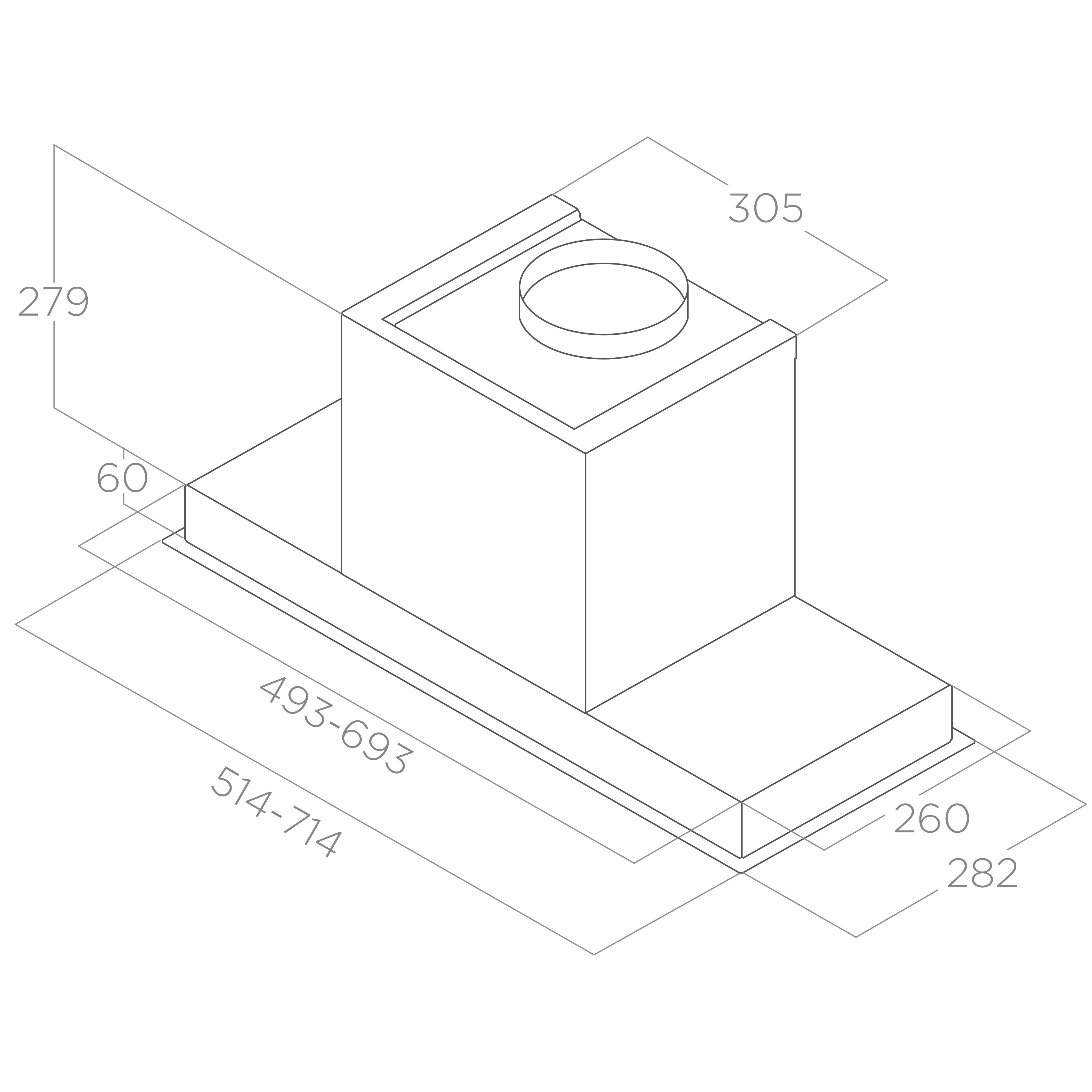 Габариты Elica Hidden Advance Plus 2